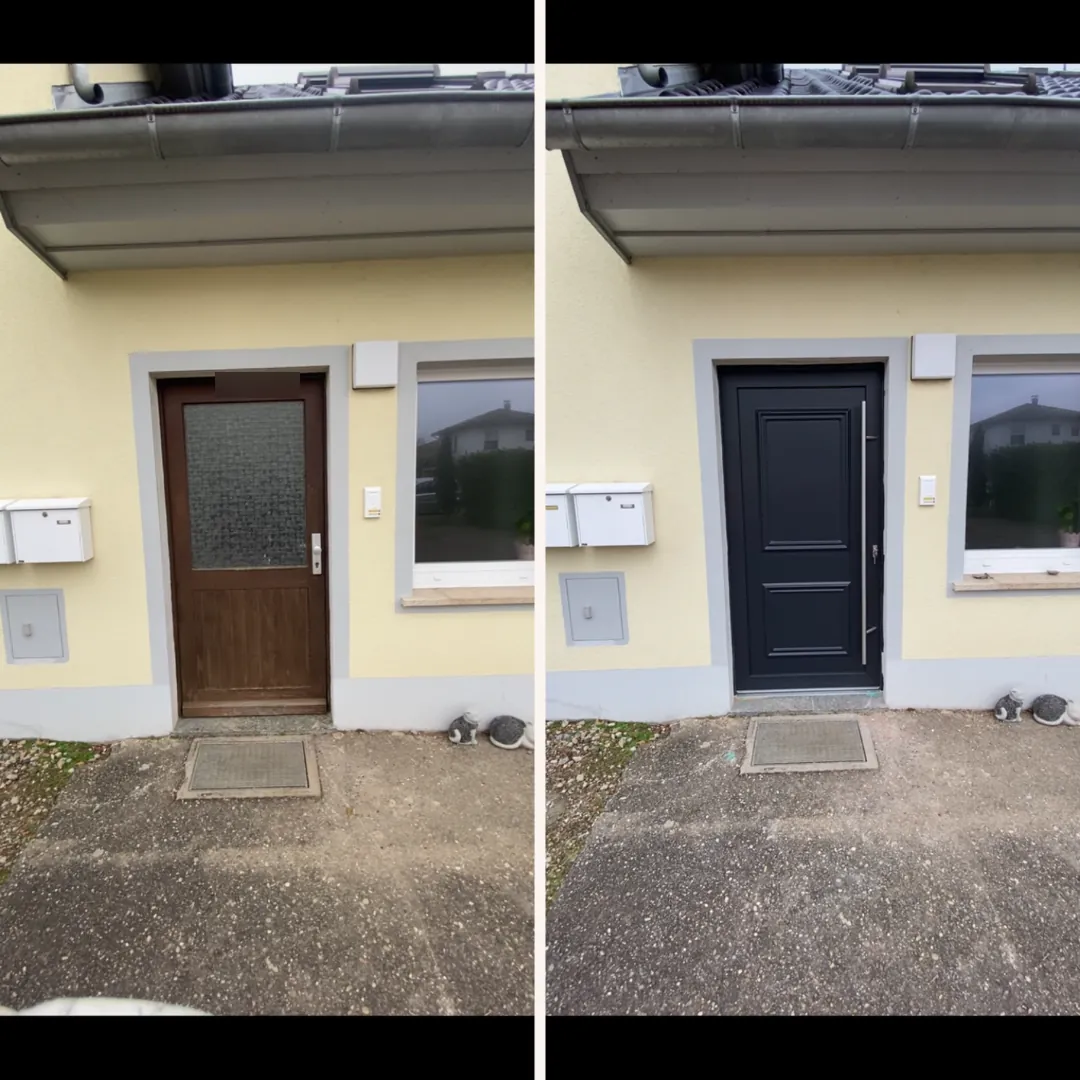 Haustür vorher und nachher